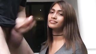 A fat dick fills the Thai girl's face with jizz - Bored and Ignored with Cumshots